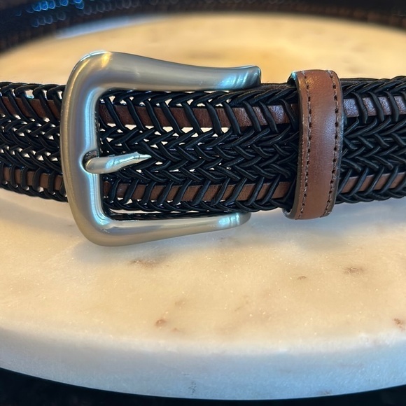 2-Torino belts both size 46 black/ brown woven and taupe/brown woven NWT - Picture 5 of 17